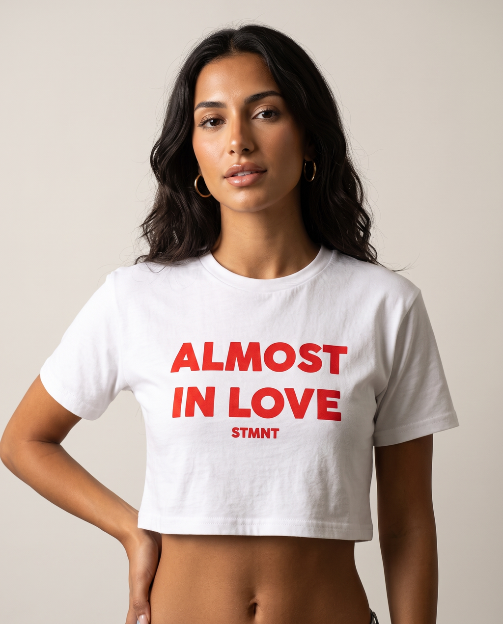 Almost In Love Crop Top worn by model