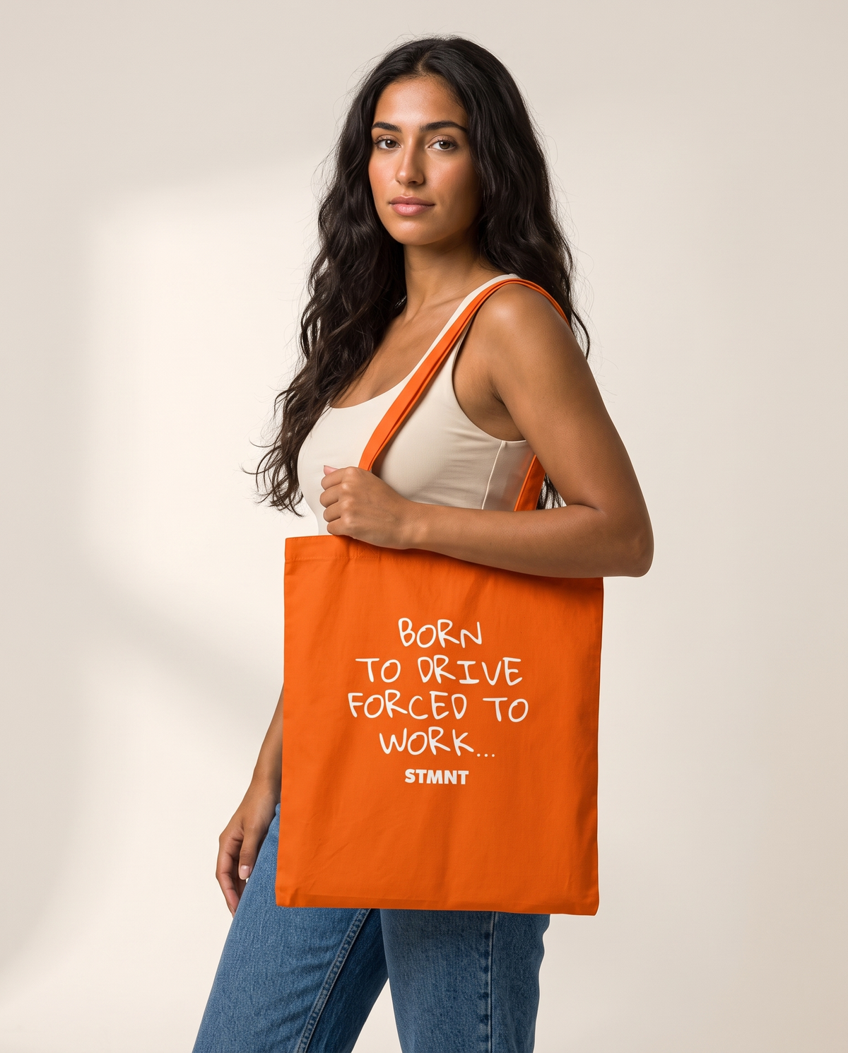 Born To Drive Tote Bag carried by model