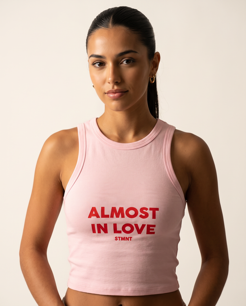 Almost In Love Racer Tank Top worn by model