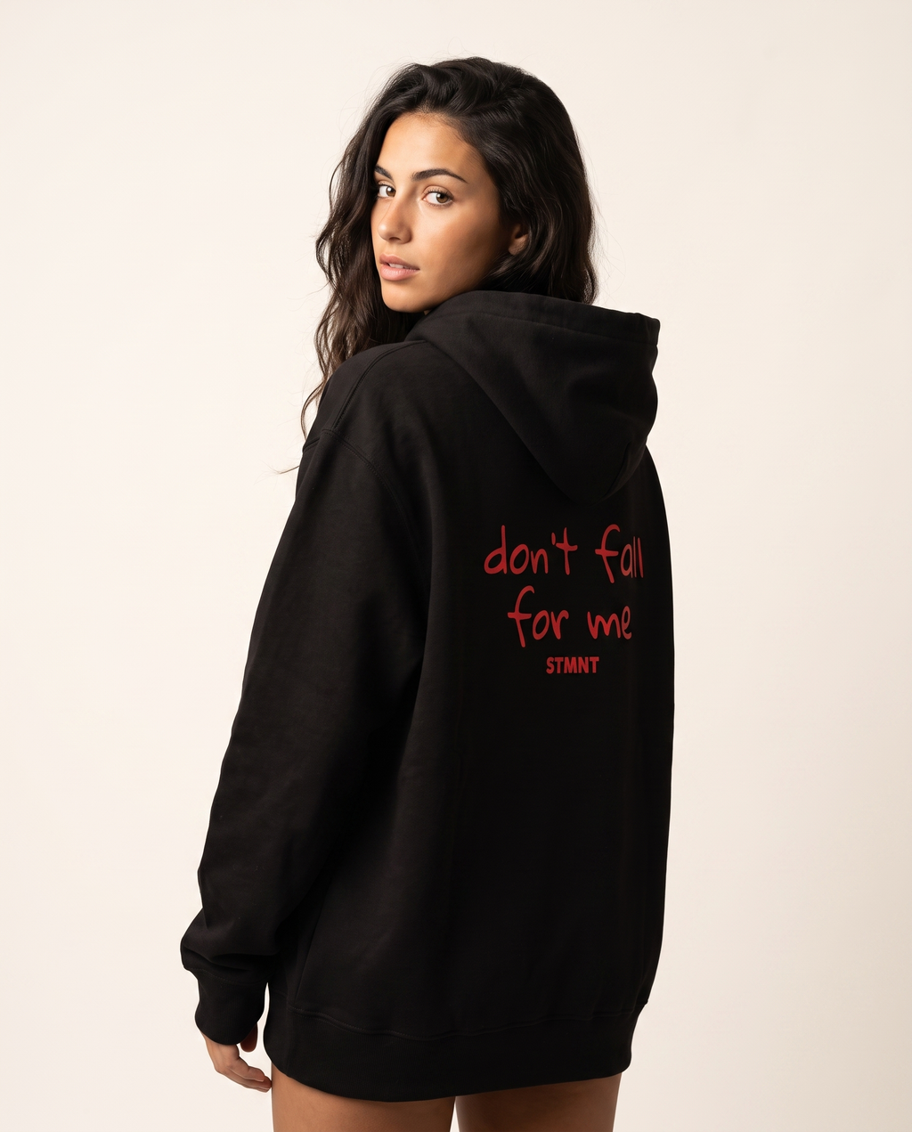 Don't Fall For Me Oversized Hoodie worn by model