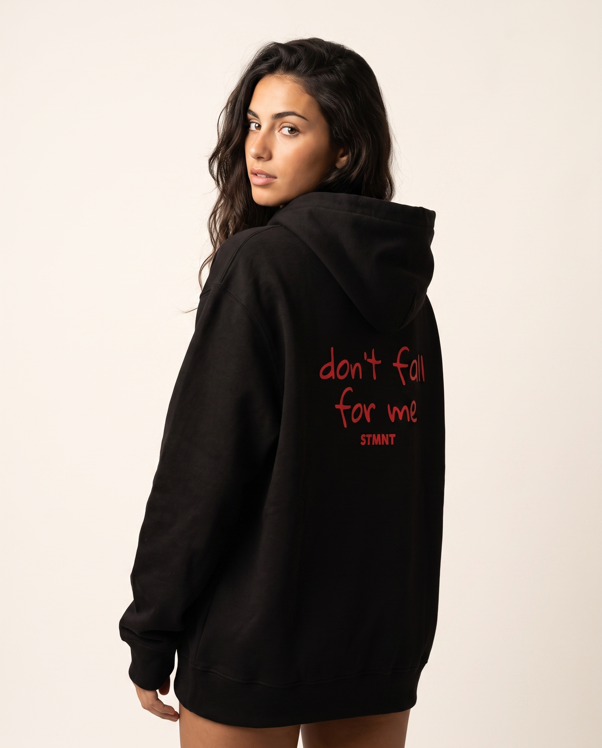Don't Fall For Me Oversized Hoodie worn by model