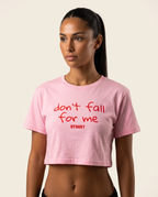 Don't Fall For Me Crop Top worn by model