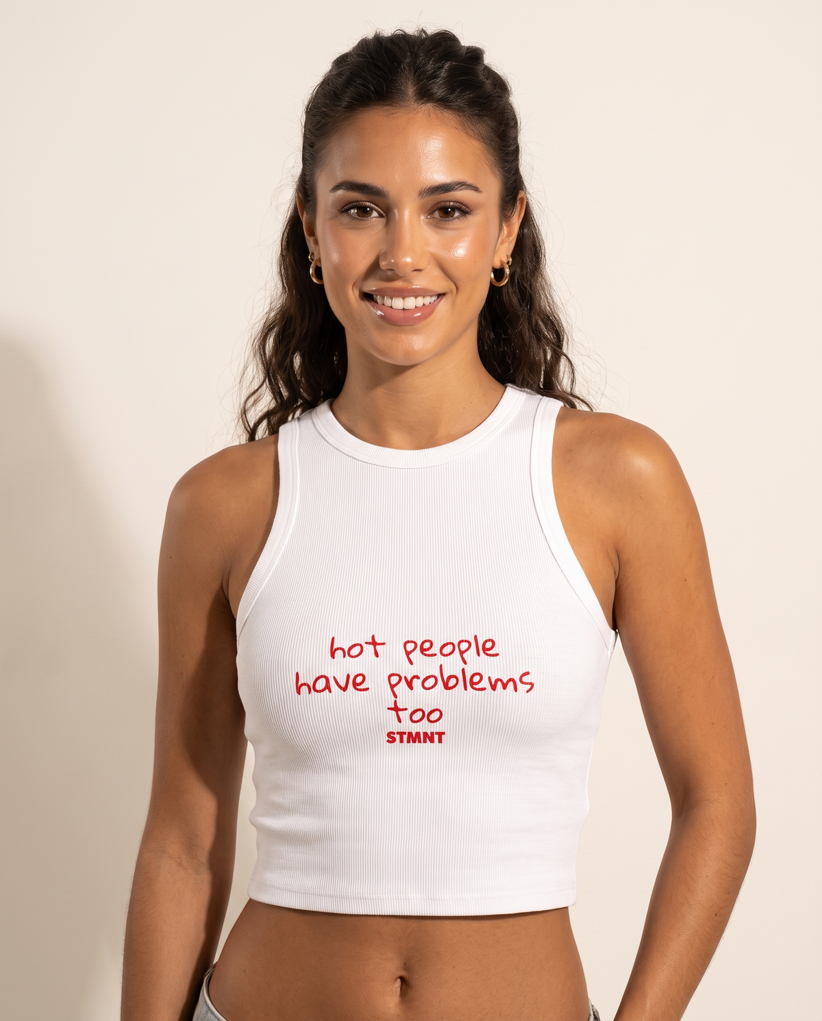 Hot People Have Problems Racer Tank Top worn by model
