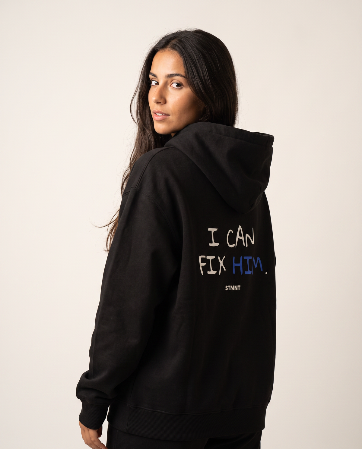 I Can Fix Him Oversized Hoodie worn by model
