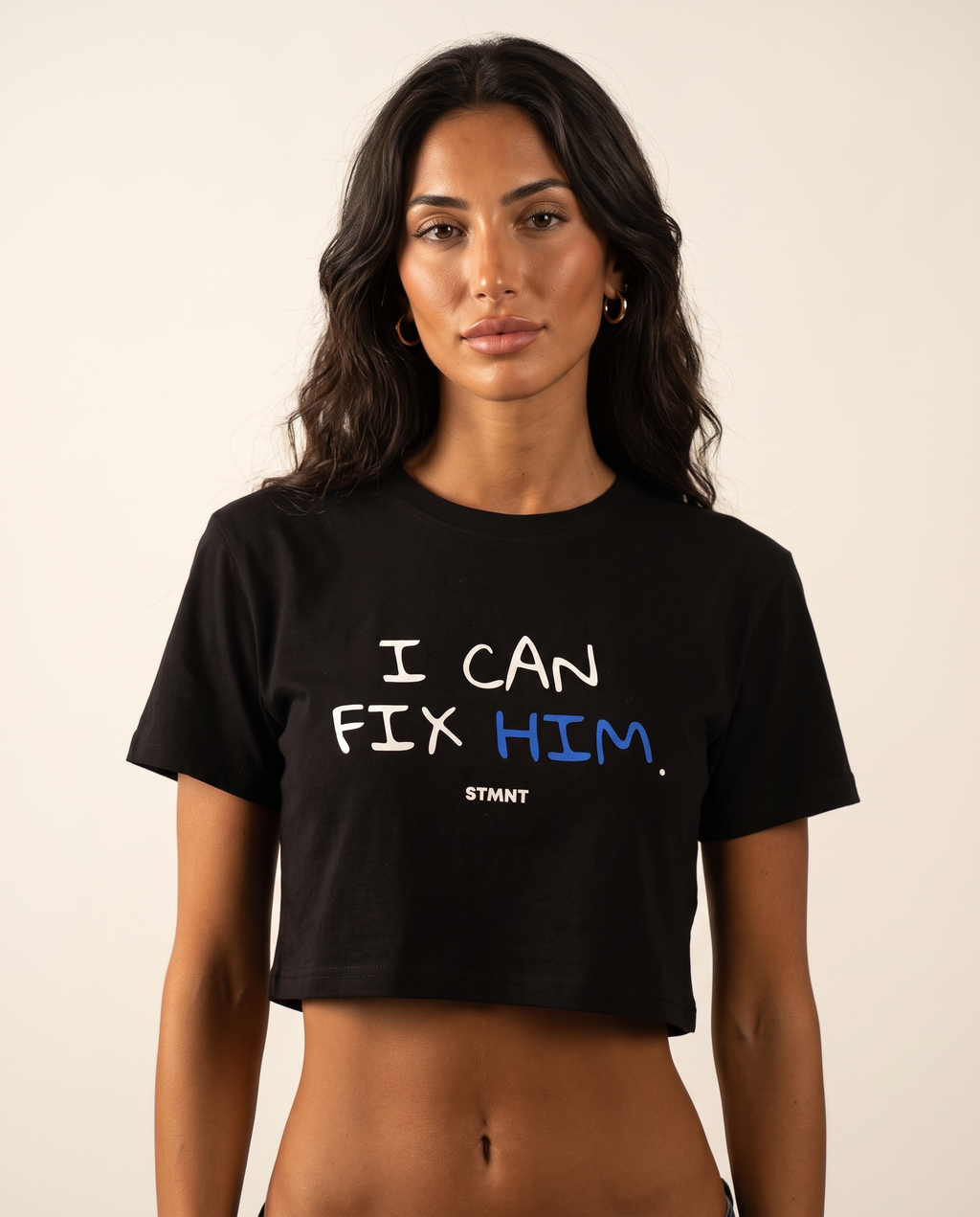 I Can Fix Him Crop Top worn by model