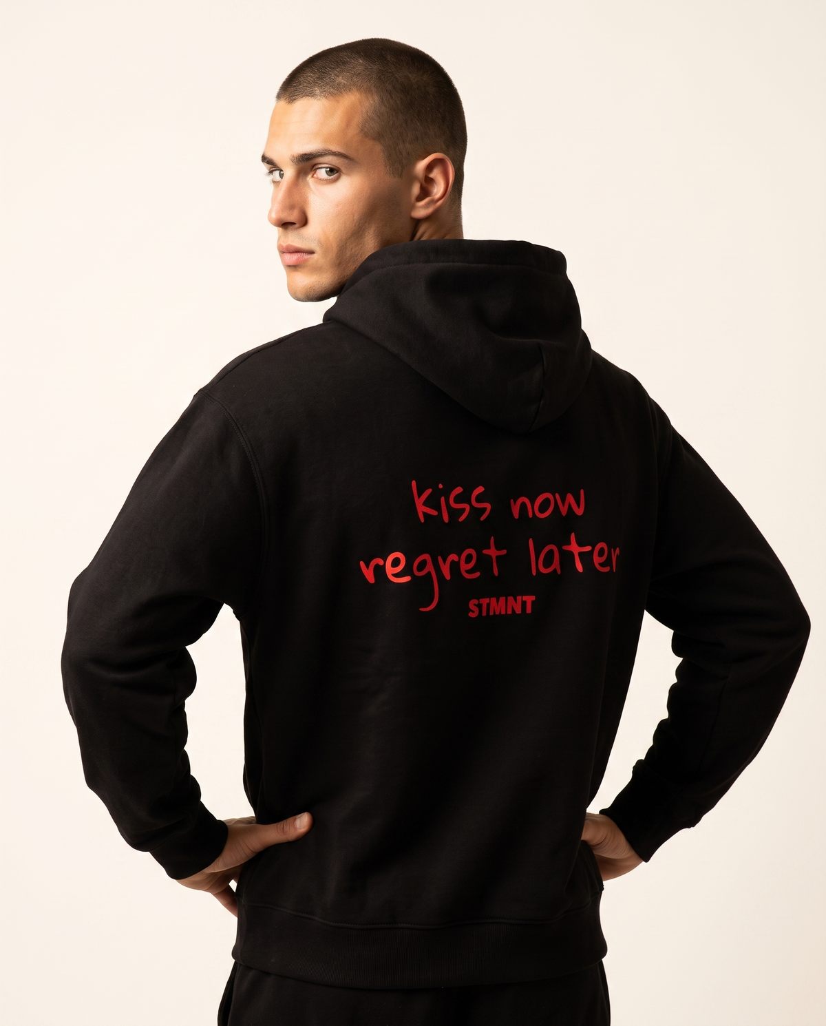 Kiss Now Oversized Hoodie worn by model