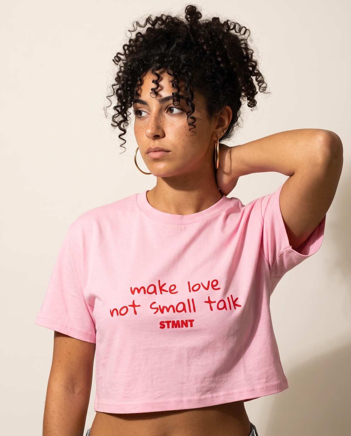 Make Love Crop Top worn by model