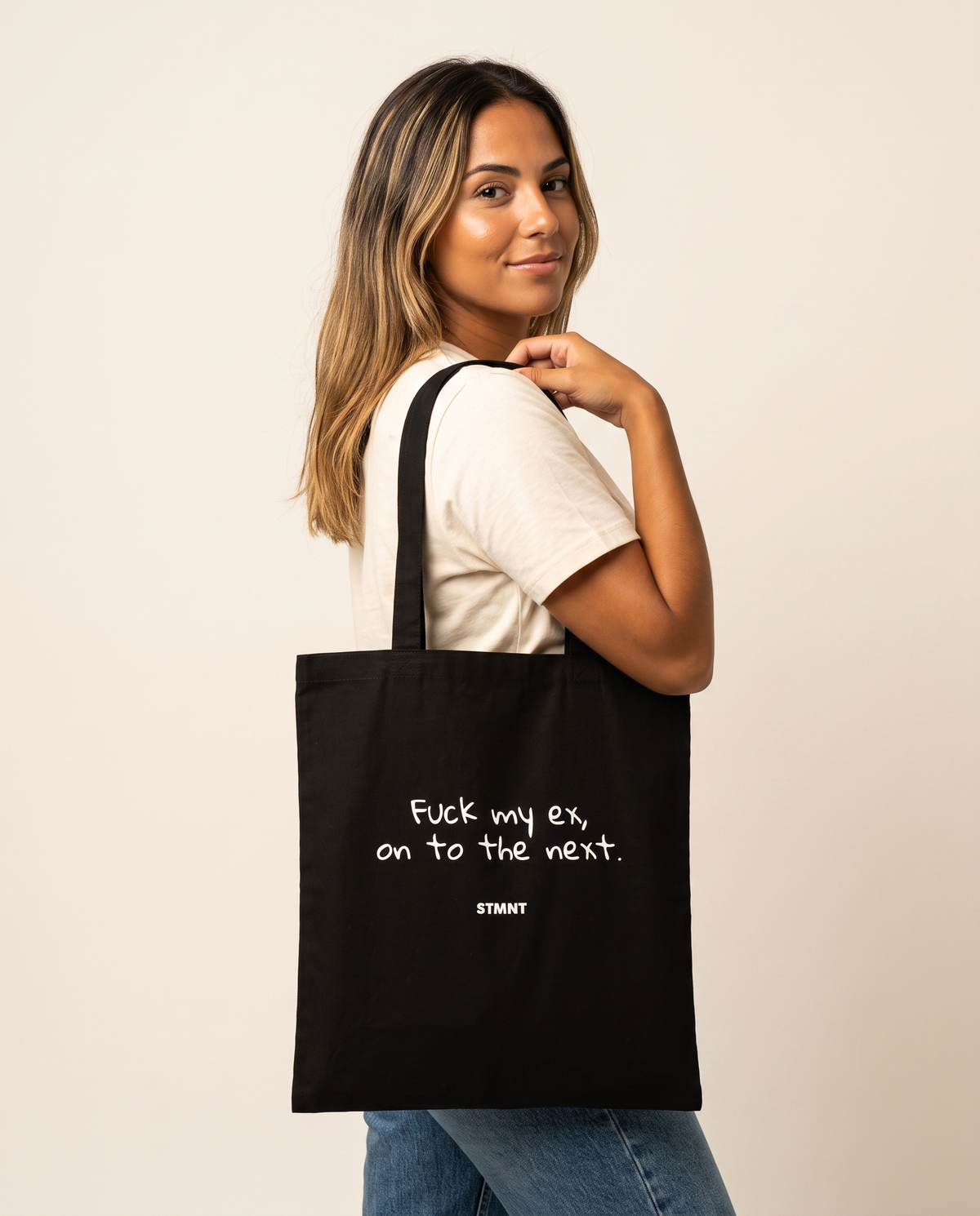 On To The Next Tote Bag carried by model