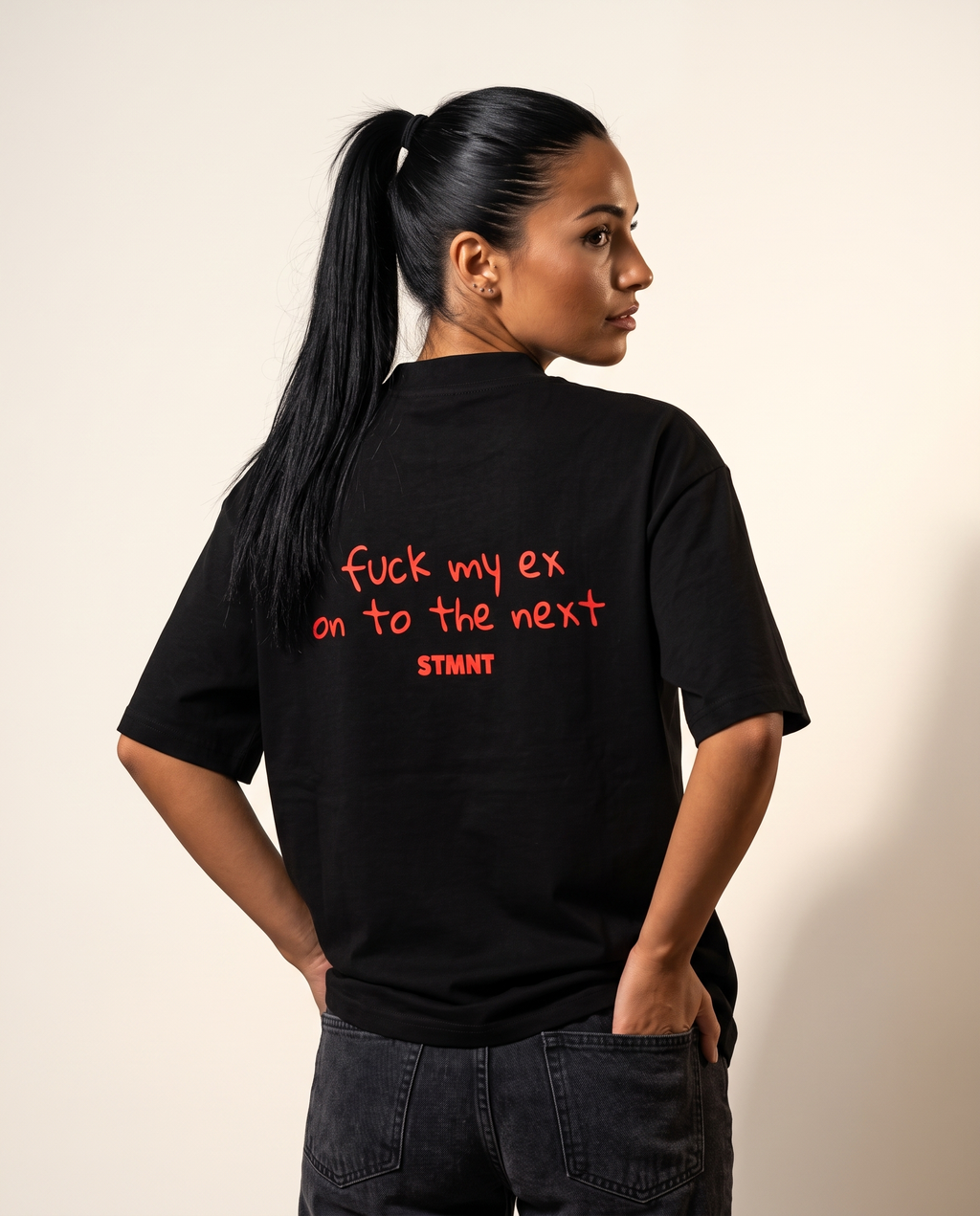 On To The Next Oversized T-Shirt worn by model