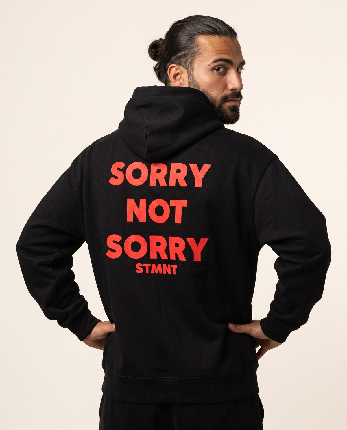 Sorry Not Sorry Oversized Hoodie worn by model
